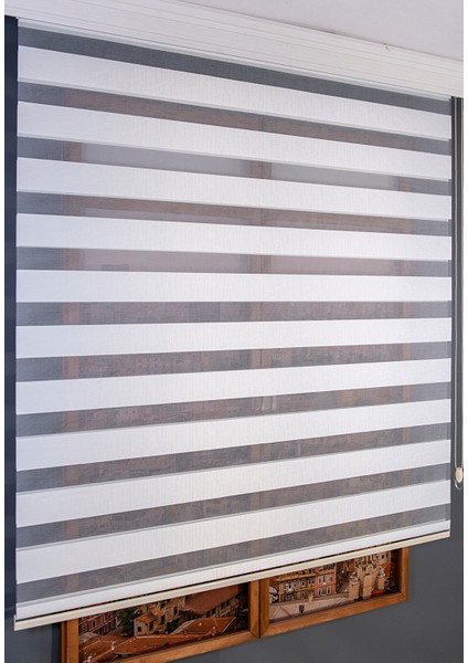 Beyaz Bambu Zebra Perde