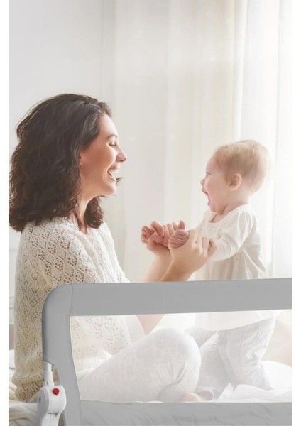 150*65 cm Gri Renk Yatak Bariyeri, Yatak Korkuluğu