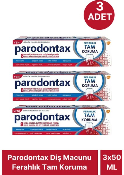Diş Macunu Ferahlık Tam Koruma 50 ml 3 Adet