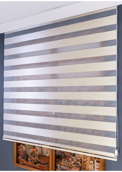 Krem Bambu Zebra Perde