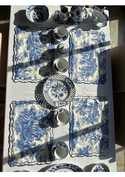 Toile De Jouy Pera 2'li Amerikan Servis Mavi fiyatları