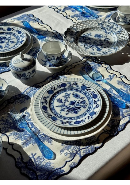 Toile De Jouy Pera 2'li Amerikan Servis Mavi fırsatları