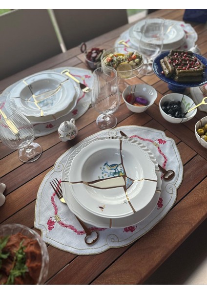 Herend 2li Amerikan Servis Ekru - Pembe