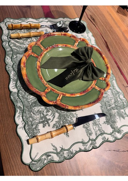 Toile De Jouy Pera 2'li Amerikan Servis Yeşil