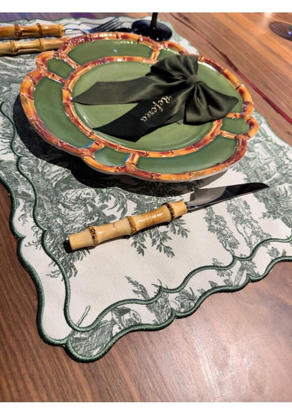 Toile De Jouy Pera 2'li Amerikan Servis Yeşil modelleri