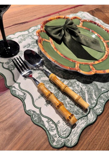 Toile De Jouy Pera 2'li Amerikan Servis Yeşil fırsatları