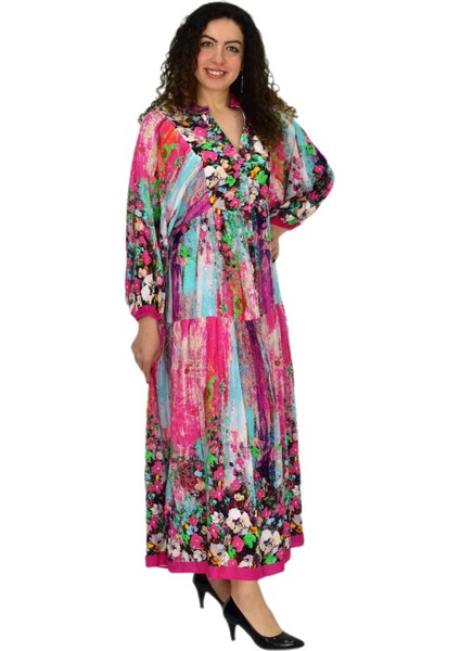 Kadın Kol Lastikli V Yaka Elbise BGL-ST04641 fiyatları