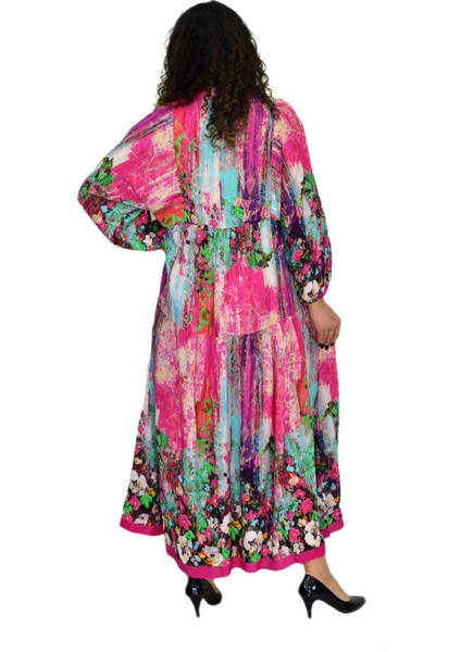 Kadın Kol Lastikli V Yaka Elbise BGL-ST04641 modelleri