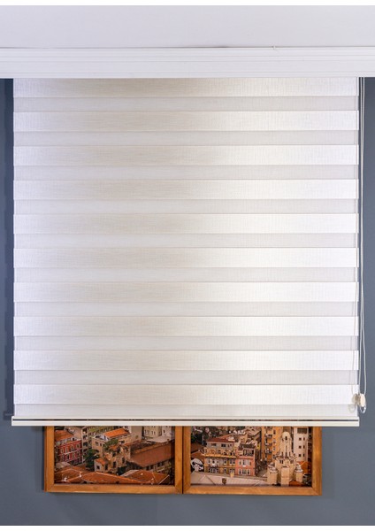 Krem Bambu Zebra Perde
