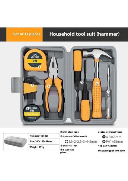 Çok Fonksiyonlu Ev Alet Kutusu Donanım Alet Kitabı Tornavida Şerit Metre Anahtar Manuel Bakım Aletleri (Yurt Dışından)