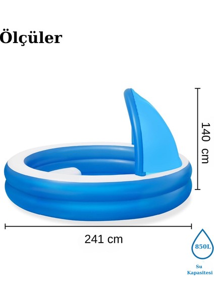 Büyük Boy Gölgelikli Oturma Yastıklı Aile Boyu Şişme Havuz 241X140 cm