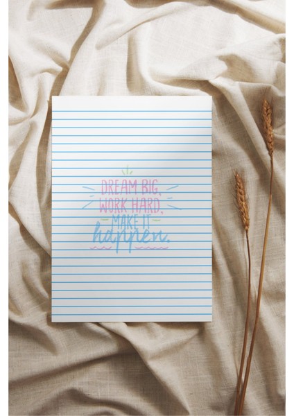 A6 Pinterest Dream Big Work Hard Çek-Kopar Notepad, Memopad, Note Defteri, To Do List