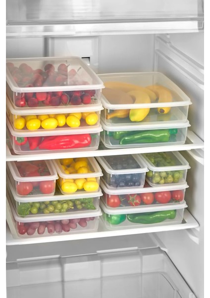6'lı Sızdırmaz Freshbox Saklama Kabı – Mikrodalga ve Buzdolabı Uyumlu / 3000 ml – Şeffaf
