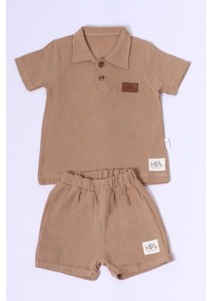 Erkek Bebek Şortlu Takım Polo Yaka Düğmeli Düz Renk E8 modelleri