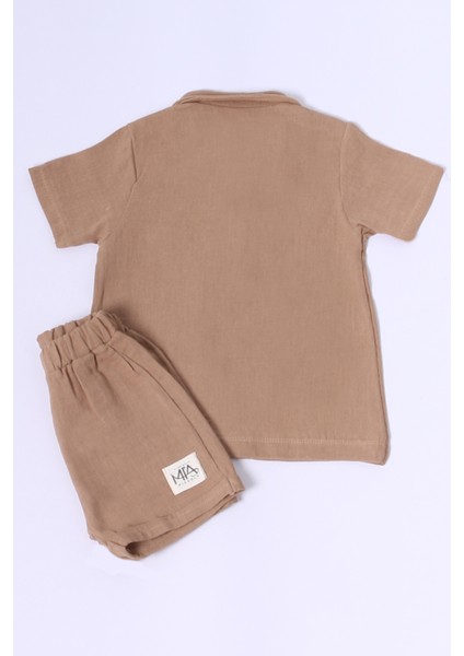 Erkek Bebek Şortlu Takım Polo Yaka Düğmeli Düz Renk E8 indirimleri