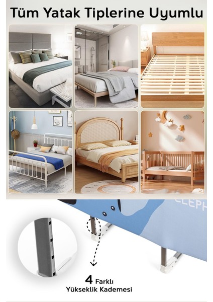 120X42 cm Katlanır Bebek Yatak Bariyeri - Fil Figürlü Koruma Güvenlik Bariyeri Baza Korkuluğu fırsatları