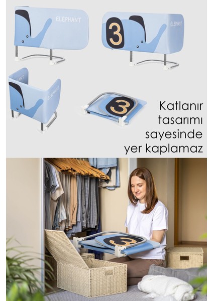 120X42 cm Katlanır Bebek Yatak Bariyeri - Fil Figürlü Koruma Güvenlik Bariyeri Baza Korkuluğu indirimleri