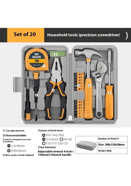 Çok Fonksiyonlu Ev Alet Kutusu Donanım Alet Kitabı Tornavida Şerit Metre Anahtar Manuel Bakım Aletleri (Yurt Dışından)