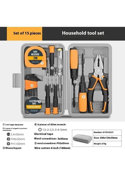 Çok Fonksiyonlu Ev Alet Kutusu Donanım Alet Kitabı Tornavida Şerit Metre Anahtar Manuel Bakım Aletleri (Yurt Dışından)