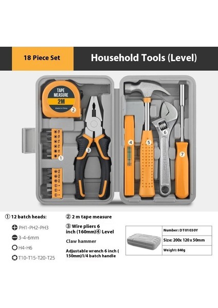 Çok Fonksiyonlu Ev Alet Kutusu Donanım Alet Kitabı Tornavida Şerit Metre Anahtar Manuel Bakım Aletleri (Yurt Dışından)