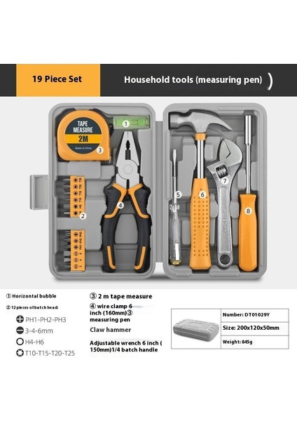 Çok Fonksiyonlu Ev Alet Kutusu Donanım Alet Kitabı Tornavida Şerit Metre Anahtar Manuel Bakım Aletleri (Yurt Dışından)