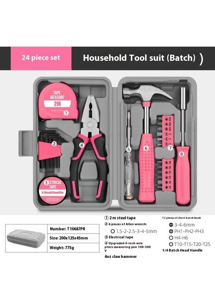 Çok Fonksiyonlu Ev Alet Kutusu Donanım Alet Kitabı Tornavida Şerit Metre Anahtar Manuel Bakım Aletleri (Yurt Dışından)