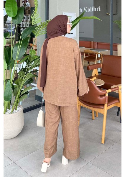 Bağlama Detaylı Kimono Tesettür Takım Acı Kahverengi fırsatları