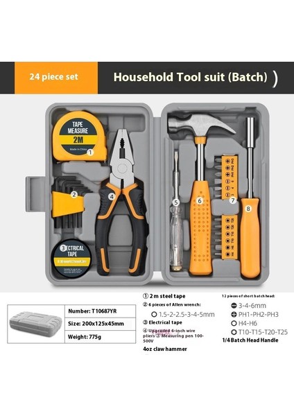 Çok Fonksiyonlu Ev Alet Kutusu Donanım Alet Kitabı Tornavida Şerit Metre Anahtar Manuel Bakım Aletleri (Yurt Dışından)