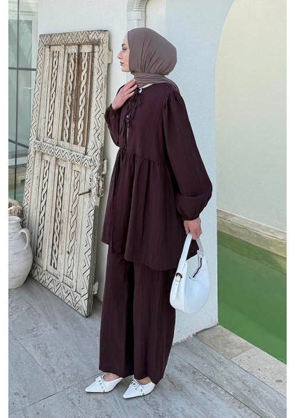 Bel Büzgülü Balon Kol Takım Bordo fiyatları