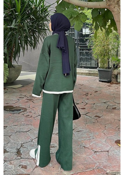 Pantolon Yırtmaçlı Triko Takım Zümrüt Yeşili fırsatları