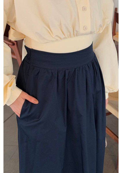 Kuşak Detaylı Bluz-Etek Takım Sarı modelleri