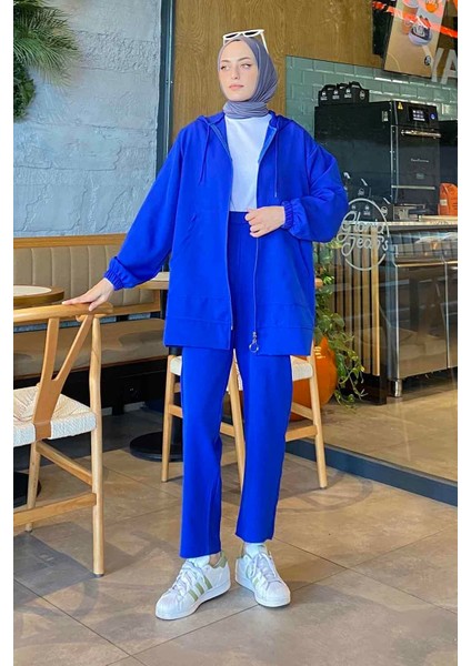 Bonita Fermuarlı Scuba Takım Saks Mavisi