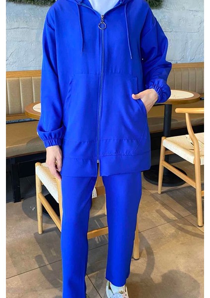 Bonita Fermuarlı Scuba Takım Saks Mavisi modelleri