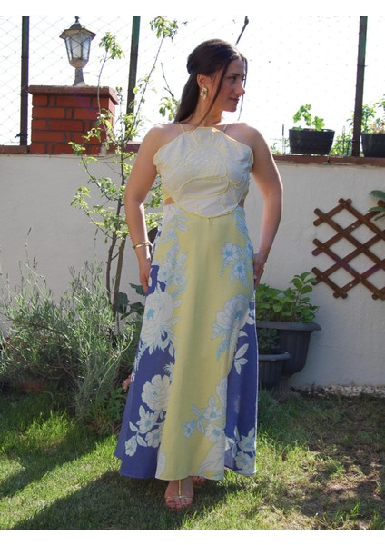 Sarı Sırt Dekolteli Elbise