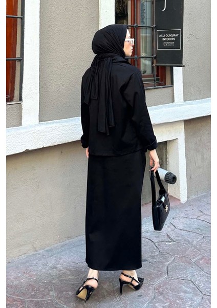 Cep Detaylı Ikili Etek Tesettür Takım Siyah fırsatları