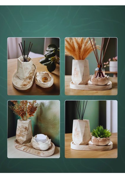 “Marble Touch” 3’lü Beton Dekor Set – Modern & Şık Tasarım