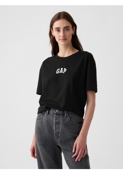 Kadın Siyah Arch Gap Logo T-Shirt