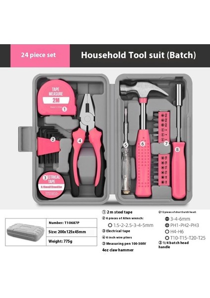 Çok Fonksiyonlu Ev Alet Kutusu Donanım Alet Kitabı Tornavida Şerit Metre Anahtar Manuel Bakım Aletleri (Yurt Dışından)