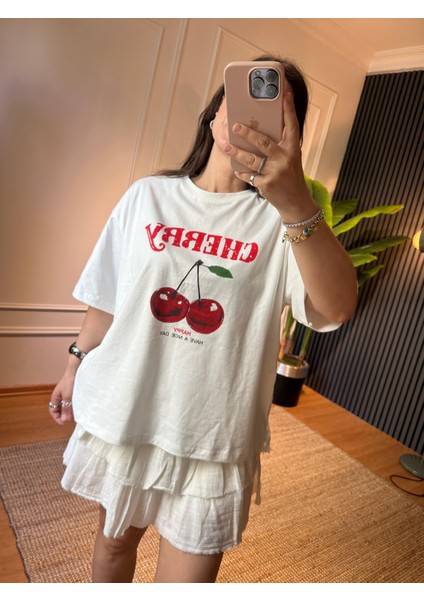 Mini Fırfırlı Etek Ekru