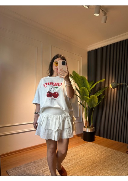 Mini Fırfırlı Etek Naturel fırsatları