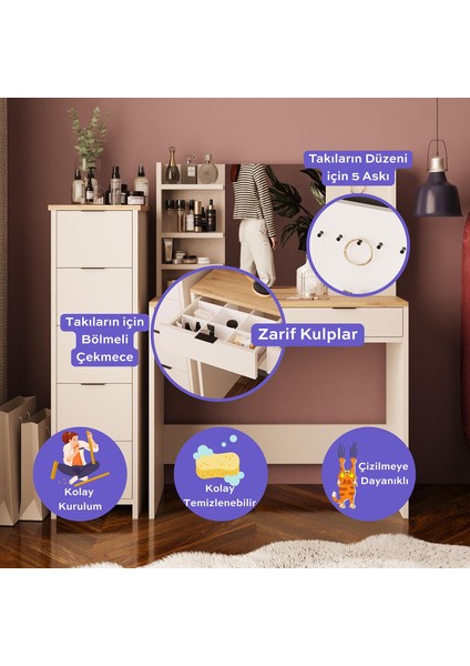 Diena Çekmeceli Dolaplı Makyaj Masası Sepet-Kumtaş fiyatları