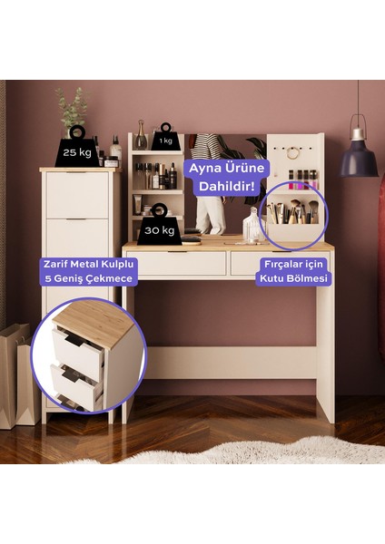 Diena Çekmeceli Dolaplı Makyaj Masası Sepet-Kumtaş modelleri