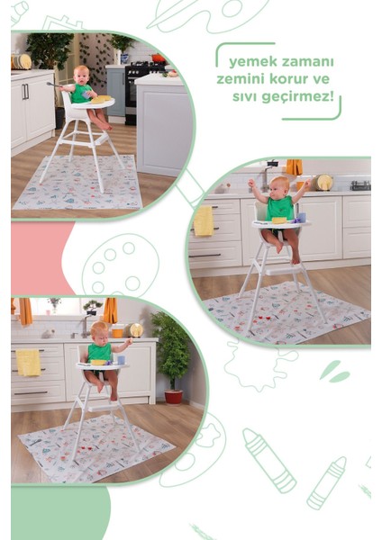 Mama Sandalyesi Altı ve Aktivite Örtüsü - Kullan At- 1 Rulo 10 Adet fırsatları