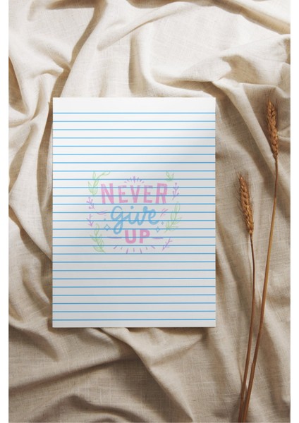 A6 Pinterest Never Give Up 1 Çek-Kopar Notepad, Memopad, Note Defteri, To Do List