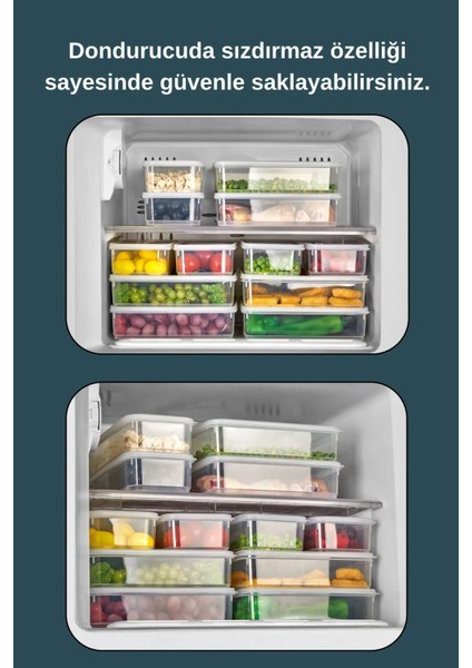 12'li Sızdırmaz Freshbox Saklama Kabı – Mikrodalga ve Buzdolabı Uyumlu / 3000 ml – Şeffaf modelleri