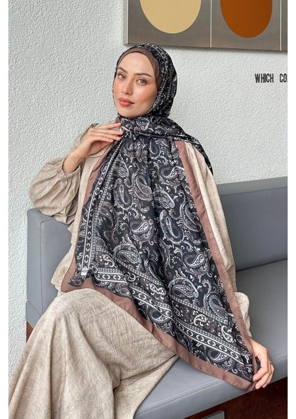 Retro Desen Soft Şal Sütlü Kahve