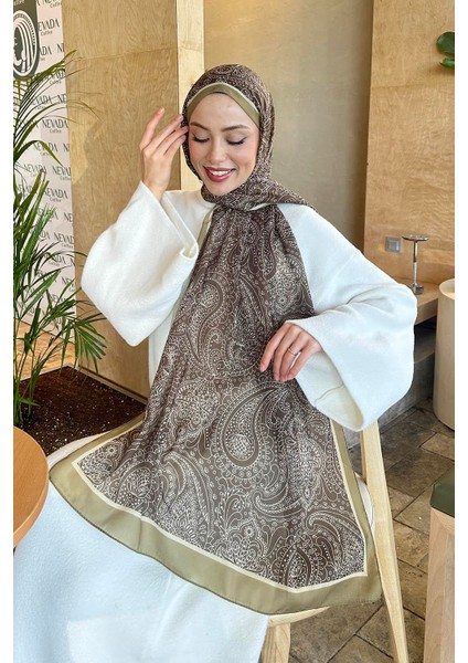 Retro Desen Pamuk Şal Asker Yeşili modelleri