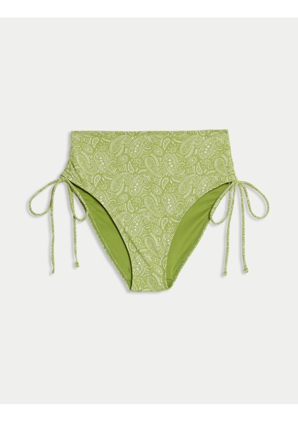 Desenli Bağcıklı Yüksek Bel Bikini Altı