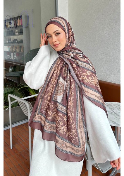Versa Desen Pamuk Şal Kahverengi Pamuk 70 x 180 cm