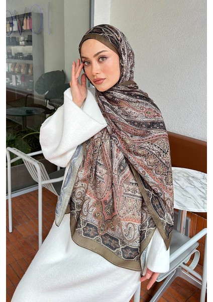 Retro Desen Pamuk Şal Asker Yeşili modelleri